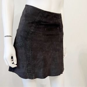 REBECCA MINKOFF Newton Nubuck Cow's Leather Suede Mini Skirt US 0
